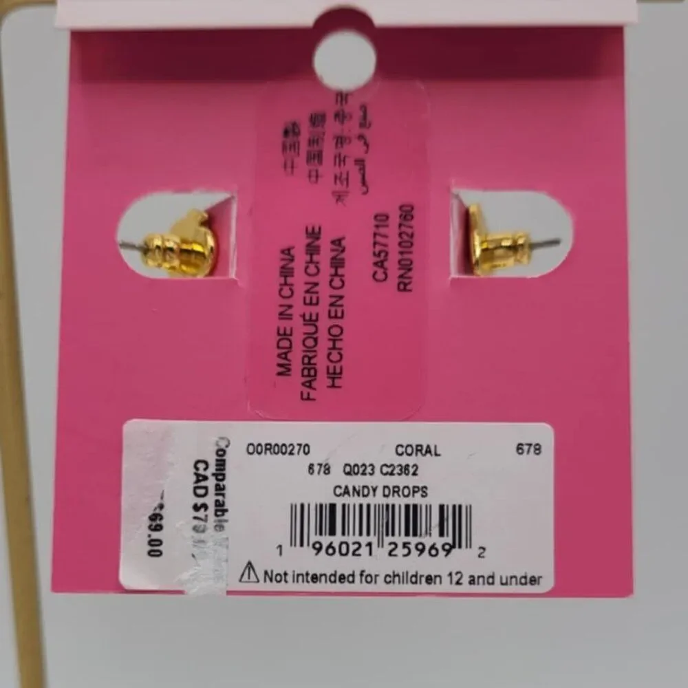 Kate Spade Pink Enamel Huggie Stud Hoop with Peal Dangle NWT! NEW!